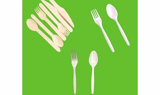 Biodegradable Cutlery Spoon fork knife Wooden, Edible & PLA Cutlery Wooden Spoon 16 Cm