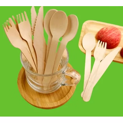 biodegradable cutlery spoon fork knife wooden, edible & pla cutlery 140mm disposable bagass fork .