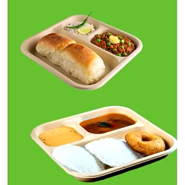 biodegradable 3 , 4 ,5 compartment bagasse tray .