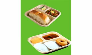 Biodegradable 3 , 4 ,5 Compartment Bagasse Tray .