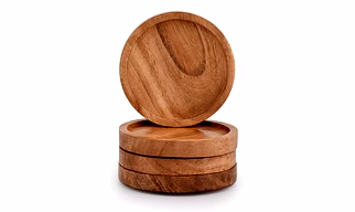 Wooden Coasters Rounded Shape Accacia Wood Tea Coasters Coffee Mug Protection Coaster for Dining Table Home Dcor Accessories Tabletop Protection for Any Table Type