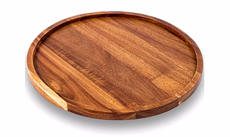 Cion Wooden Tray Accacia Wood Serving Tray Rounded for Kitchen Dining Room Table Home Decor Tray for Coffee Table Inside Table Living Areas Decorative Trays Size 12 Inches