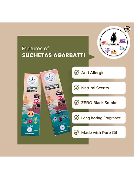 4 in 1 Suchetas Kamdhenu Black Agarbatti - 100gms Box-4
