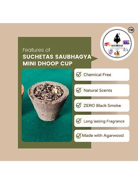 Suchetas Saubhagya Dhoop Mini Cup - Guggul - 12 nos Box (Sambrani Cup)-1