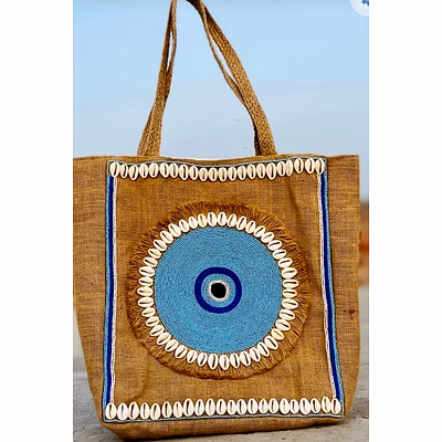 embroidered jute bag