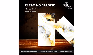 Gleaming Braging 600 x 1200 MM Glossy Finish Porcelain Tiles (Vitrified Tiles)