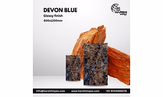 Devon Blue 600 x 1200 MM Glossy Finish Porcelain Tiles (Vitrified Tiles)