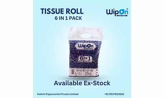 Wipon Toilet Tissue Roll Pack of 6, 2 Ply, 10x10 cm, Soft Virgin Paper