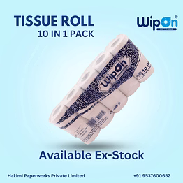 wipon toilet tissue roll pack of 10, 2 ply, 10x10 cm, soft virgin paper