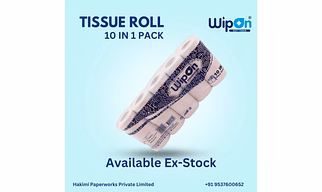 Wipon Toilet Tissue Roll Pack of 10, 2 Ply, 10x10 cm, Soft Virgin Paper