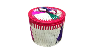 Handmade Storage Box - Palm Leaf Round Shape Basket | Stylish & Eco-Friendly Multi-Utility Basket