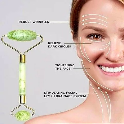 jade roller & gua sha set – natural himalayan stone face massager (green)