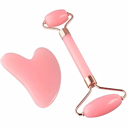 premium rose quartz roller – gua sha facial tool for skin rejuvenation