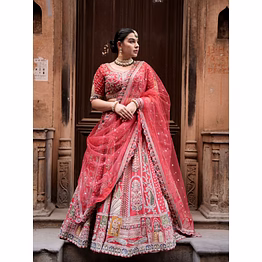 festive pink sharara with mirror work