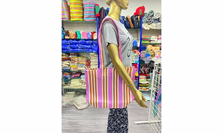 Nylon recycled striped tote bags