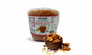 Zaruree Pure Jaggery Block 950g | Chemical-Free | Natural Sweetener Made from Premium Sugarcane Juice | Unrefined & Healthy