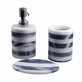 Stylish Pure Marble Stone Made designing Bathroom Accessories (Set of 3)