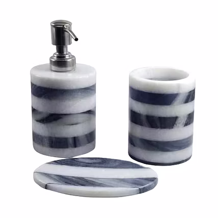 Stylish Pure Marble Stone Made designing Bathroom Accessories (Set of 3)-12683601