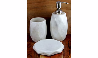 Stylish Pure Marble Stone Made Bathroom Accessories (Set of 3)