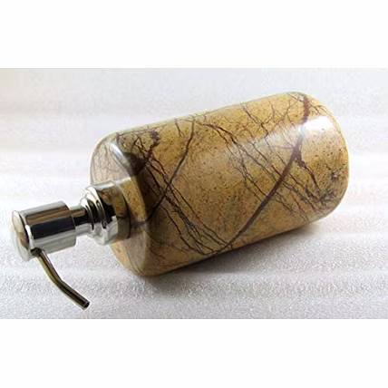 Bath Accessories set. 3 - Piece Set Of Natural Golden Brown Marble Stone Made Bathroom Set Accessories With Soap Dispenser,SBath Accessories set. 3 - Piece Set Of Natural Golden Brown Marble Stone Made Bathroom Set Accessories With Soap Dispenser,Soap Dish and Tumbler-4