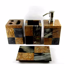 Luxury Multi Colored  Marble Bathroom Accessories Set  (set of 4)