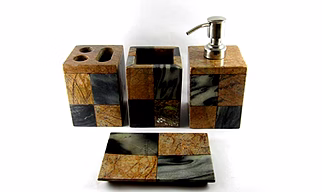 Luxury Multi Colored  Marble Bathroom Accessories Set  (set of 4)
