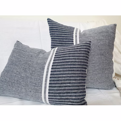 linen stipe cushion cover
