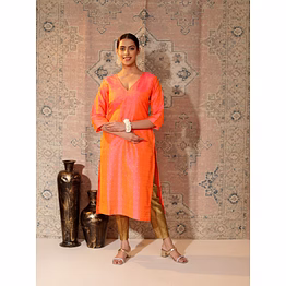 satin silk straight kurta