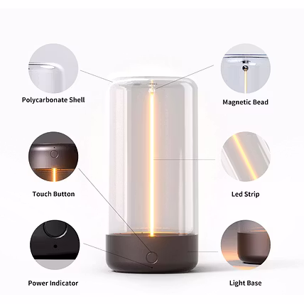MILONI USA Magnetic LED Desk Table Lamp, Cordless Rechargeable USB-C, Dimmable, Modern Night Light-6