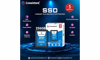 Consistent 2.5" 256GB SSD with SATA III Interface, 6Gb/s Read/Write Speed Upto - 552/500 MB/s, 5 Years Warranty