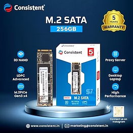 consistent ssd 256gb m.2 sata 2280, with 520mb/s read speed, pcie gen 3.0, 5 years warranty.