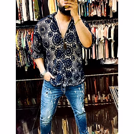 21 inside embroidered mens half sleeve shirt for men