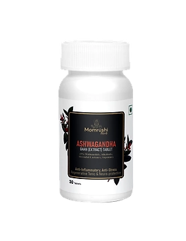 Momrushi Herb Ashwagandha Tablets Root Extract 1000Mg | Helps Release Stress &amp; Anxiety | Rejuvenates Body And Mind | Ayurvedic | General Wellness | For Women &amp; Men (30 Tablets, Pack of 1)-MHAT30-sm