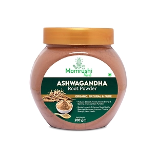 Momrushi Herb Organic Ashwagandha Powder Withania Somnifera | Helps reduce Anxiety & Stress, Increases Immunity Strength, Stamina, Bone Health, Heart Health (200g)
