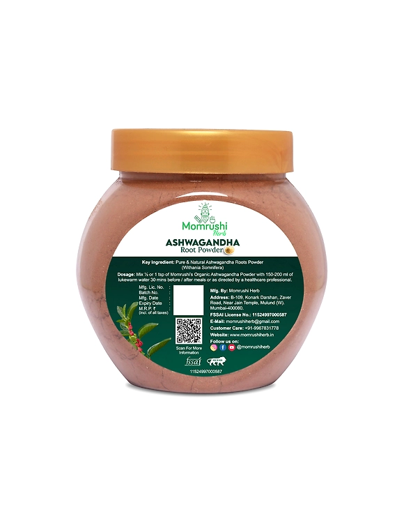 Momrushi Herb Organic Ashwagandha Powder Withania Somnifera | Helps reduce Anxiety &amp; Stress, Increases Immunity Strength, Stamina, Bone Health, Heart Health (200g)-1