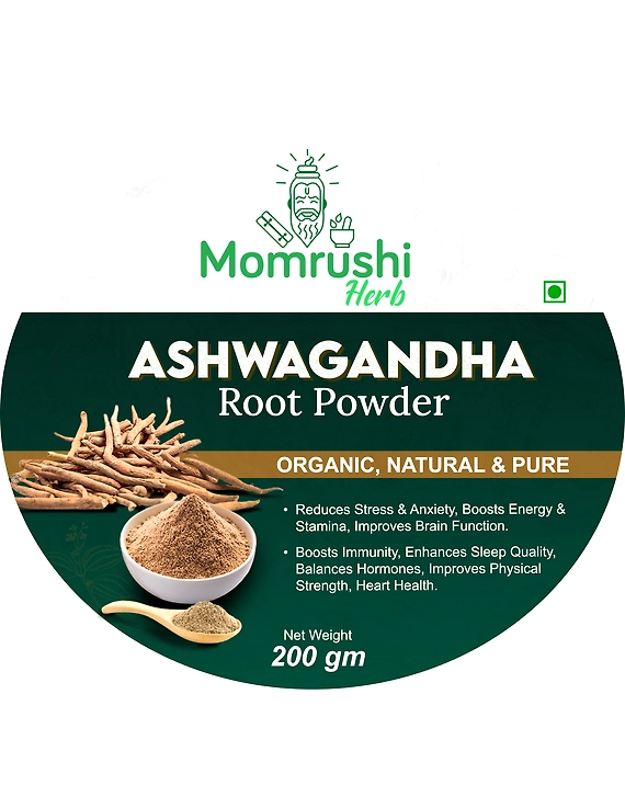 Momrushi Herb Organic Ashwagandha Powder Withania Somnifera | Helps reduce Anxiety &amp; Stress, Increases Immunity Strength, Stamina, Bone Health, Heart Health (200g)-3