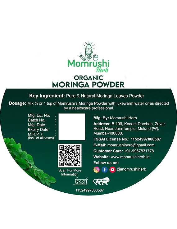 Momrushi Herb Organic Moringa Leaf Powder – Premium Superfood Supplement for Energy Boost, Immune Support, and Detoxification (200g)-4