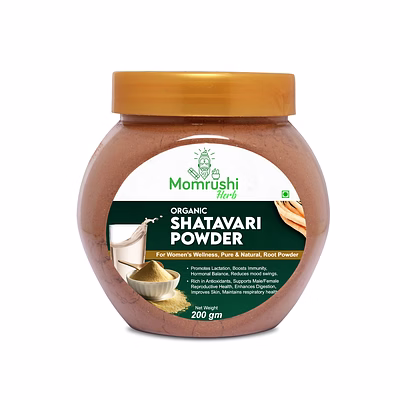momrushi herb organic shatavari powder, natural women's health supplement for hormonal balance, fertility & vitality, promotes lactation (200g)