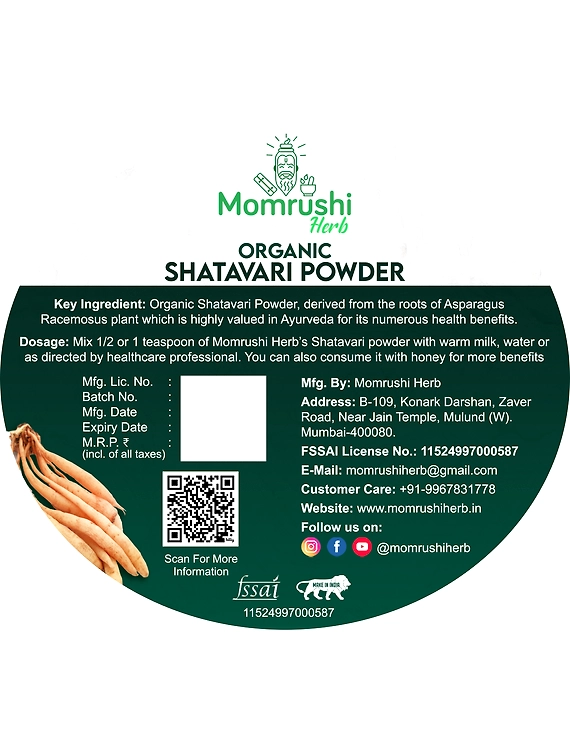 Momrushi Herb Organic Shatavari Powder, Natural Women's Health Supplement for Hormonal Balance, Fertility &amp; Vitality, Promotes Lactation (200g)-4