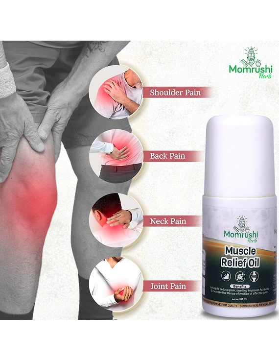 Momrushi Herb Knee Pain Relief Oil, Ayurvedic Joint Pain Massage Oil for Arthritis, Swelling &amp; Stiffness Relief (Roll On, 50ml)-2