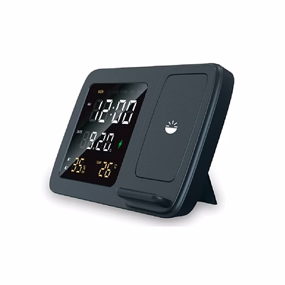 glow gadgets shimmer wireless charger with led clock