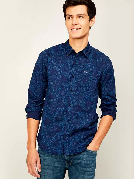 Experience the Perfect Blend of Comfort and Fashion with Our Men's Blue Short Sleeve Casual Shirt-Small