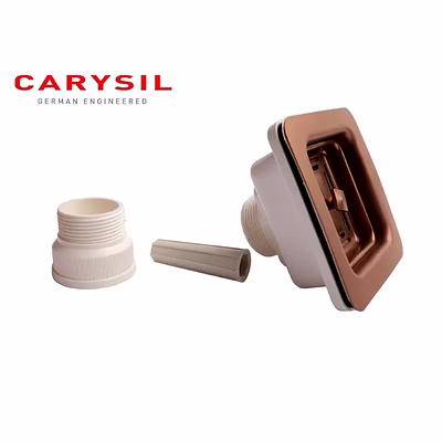 carysil 304 grade stainless steel square waste coupling with removable waste strainer assembly, corrosion-resistant, efficient drainage system