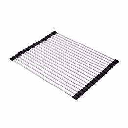 carysil fold mat roll up dish drying rack for kitchen sink, multipurpose stainless steel drainer, heat resistant, anti-slip, anti-rust, space-saving drying foldable mat, 38.6