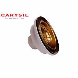 carysil round waste coupling for kitchen sink, premium 304-grade stainless steel coupling, removable waste strainer for kitchen sink, rust-free, corrosion-resistant, yellow gold pvd finish