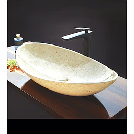 aquantindia aura crema - travertine cream marble basin