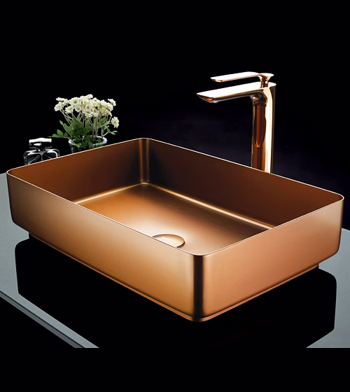 aquantindia stainless steel wash basin - matt rose gold