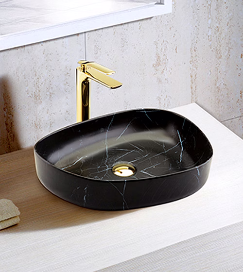 aquantindia marquina marble-finish ceramic table-mounted wash basin