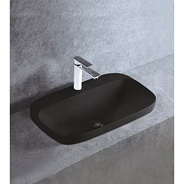 aquantindia matt black semi counter/table mounted wash basin