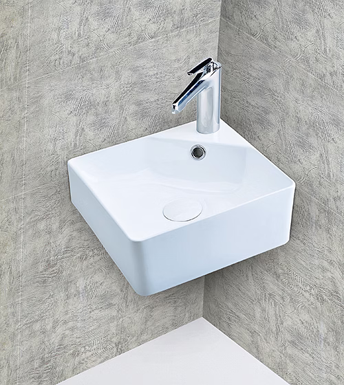 aquantindia ceramic table/wall-mounted corner wash basin
